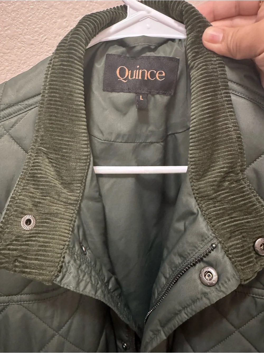 Quince Quilted Olive Green Men's Vest with Corduroy Collar